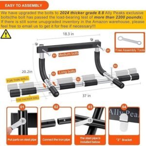 Pull Up Bar for Doorway | Thickened Steel Max Limit 440 lbs Upper Body Fitness Workout Bar